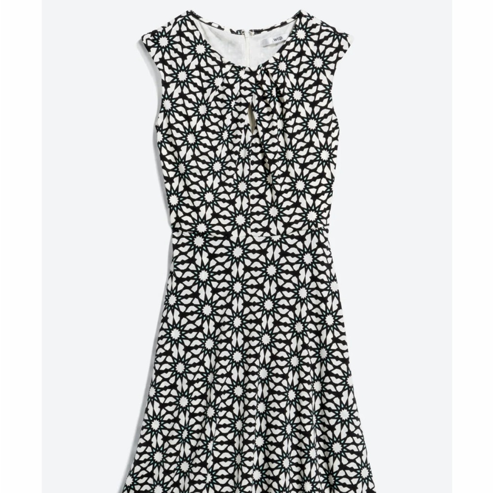 Black, White, Teal accent Dress